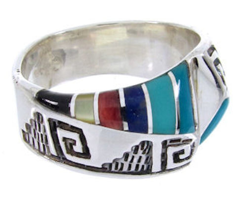 Southwest Multicolor Water Wave Jewelry Ring Size 7-3/4 YS68321